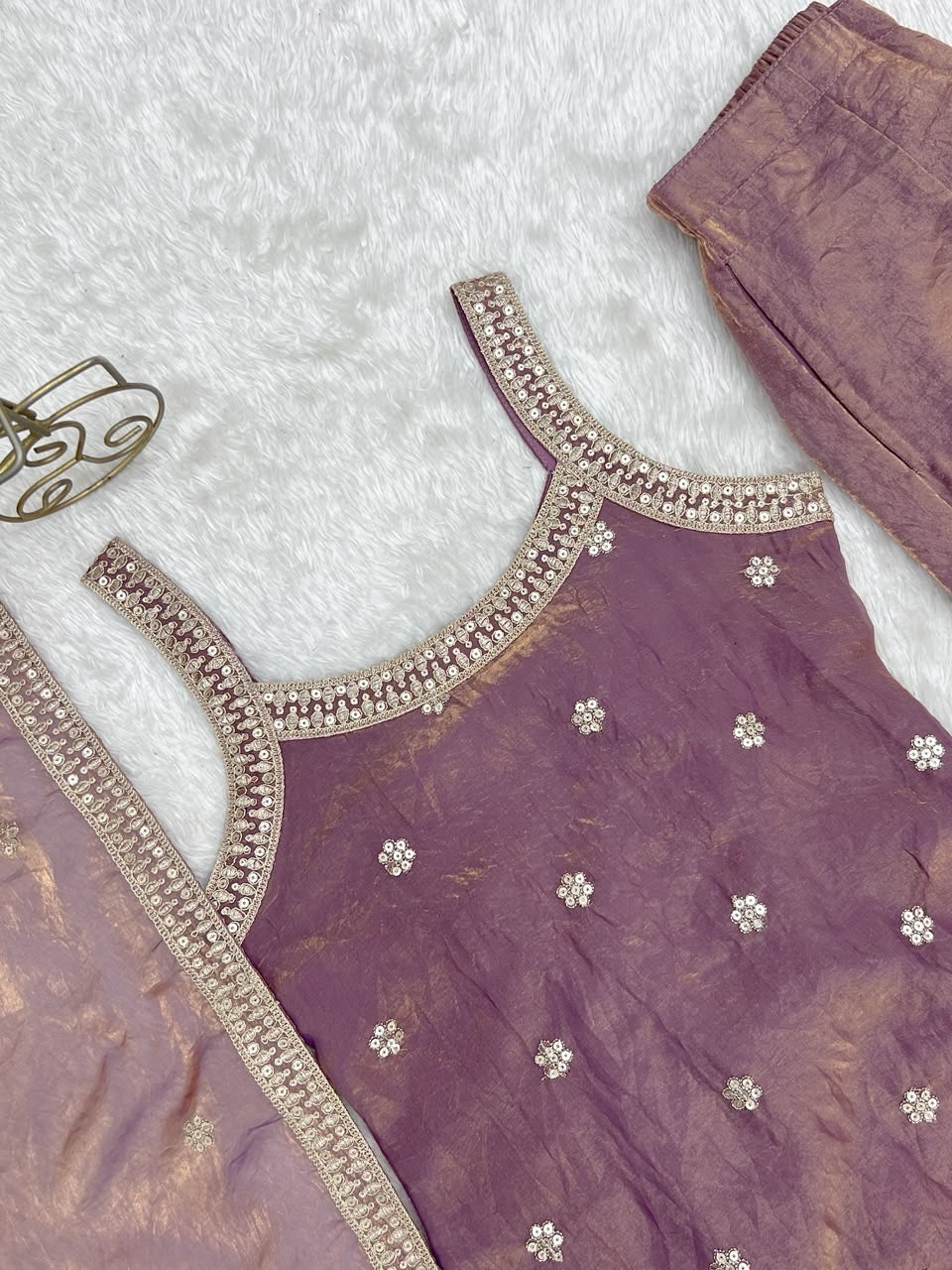 Premium Frendy Silk Embroidered Bell Bottom Suit Set With Dupatta