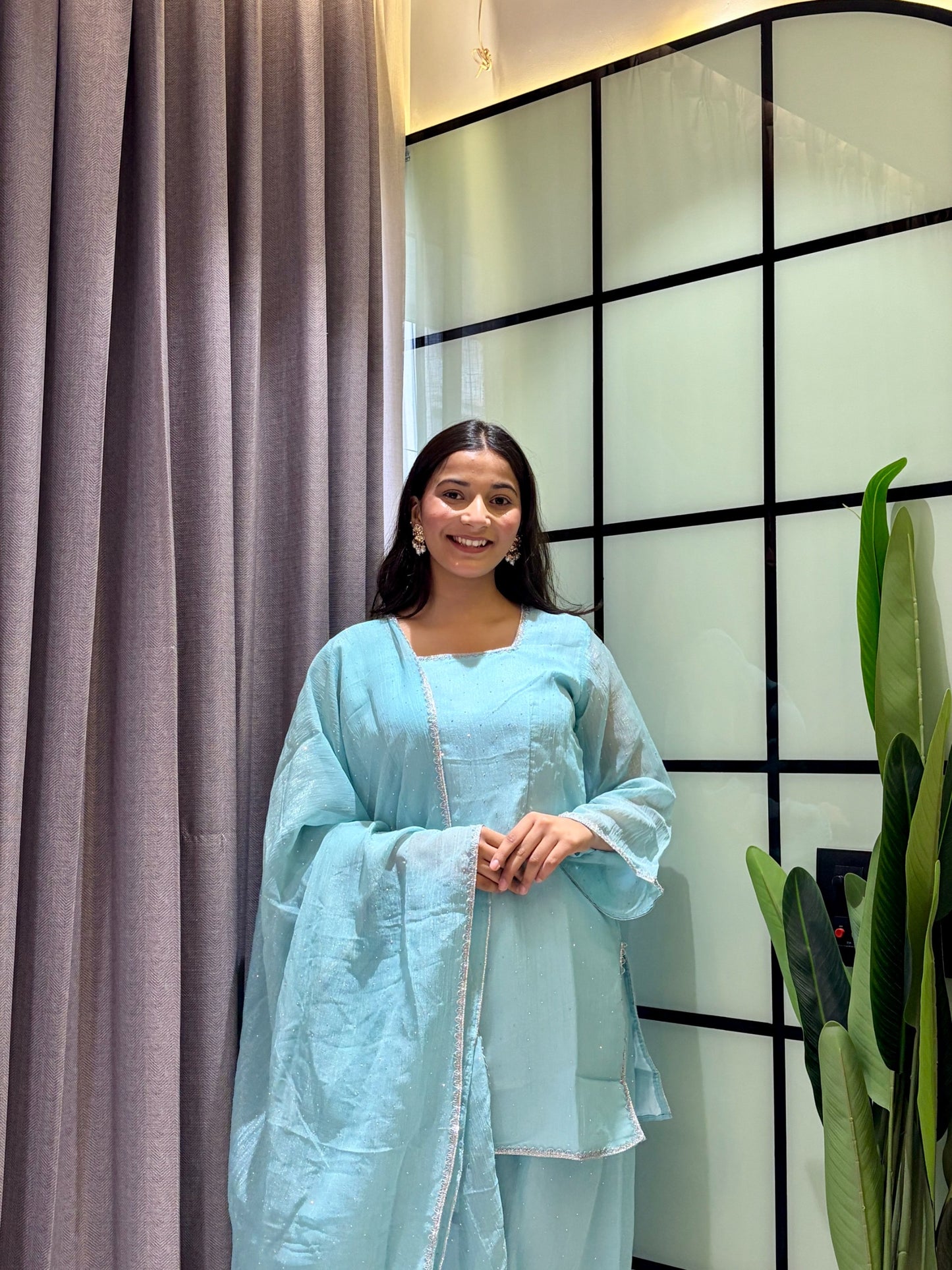 Crunchy Silk Farshi Salwar Suit with Swarovski Work