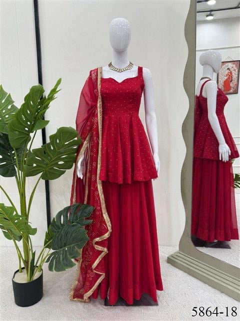 Premium Tabby Organza Palazzo Set With Dupatta