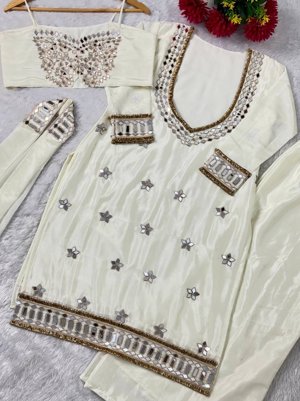 Chinon Bustier, Palazzo & Dupatta Set
