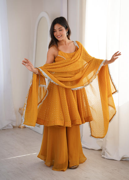 Crunchy Silk Top Plazzo Set