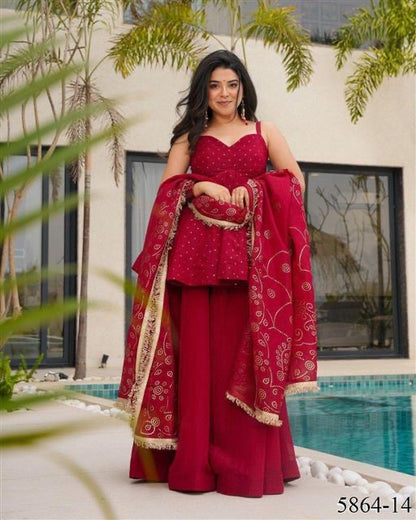 Premium Tabby Organza Palazzo Set With Dupatta