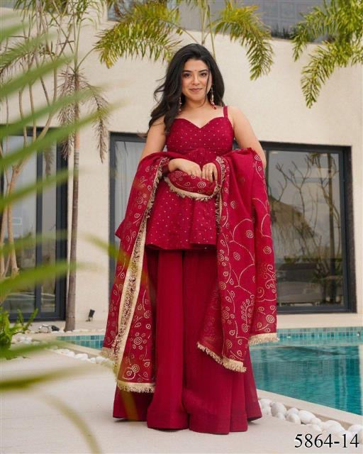 Premium Tabby Organza Palazzo Set With Dupatta