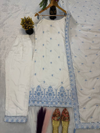 Rakhi Special Maska Cotton Silk Kurta, Pant & Dupatta