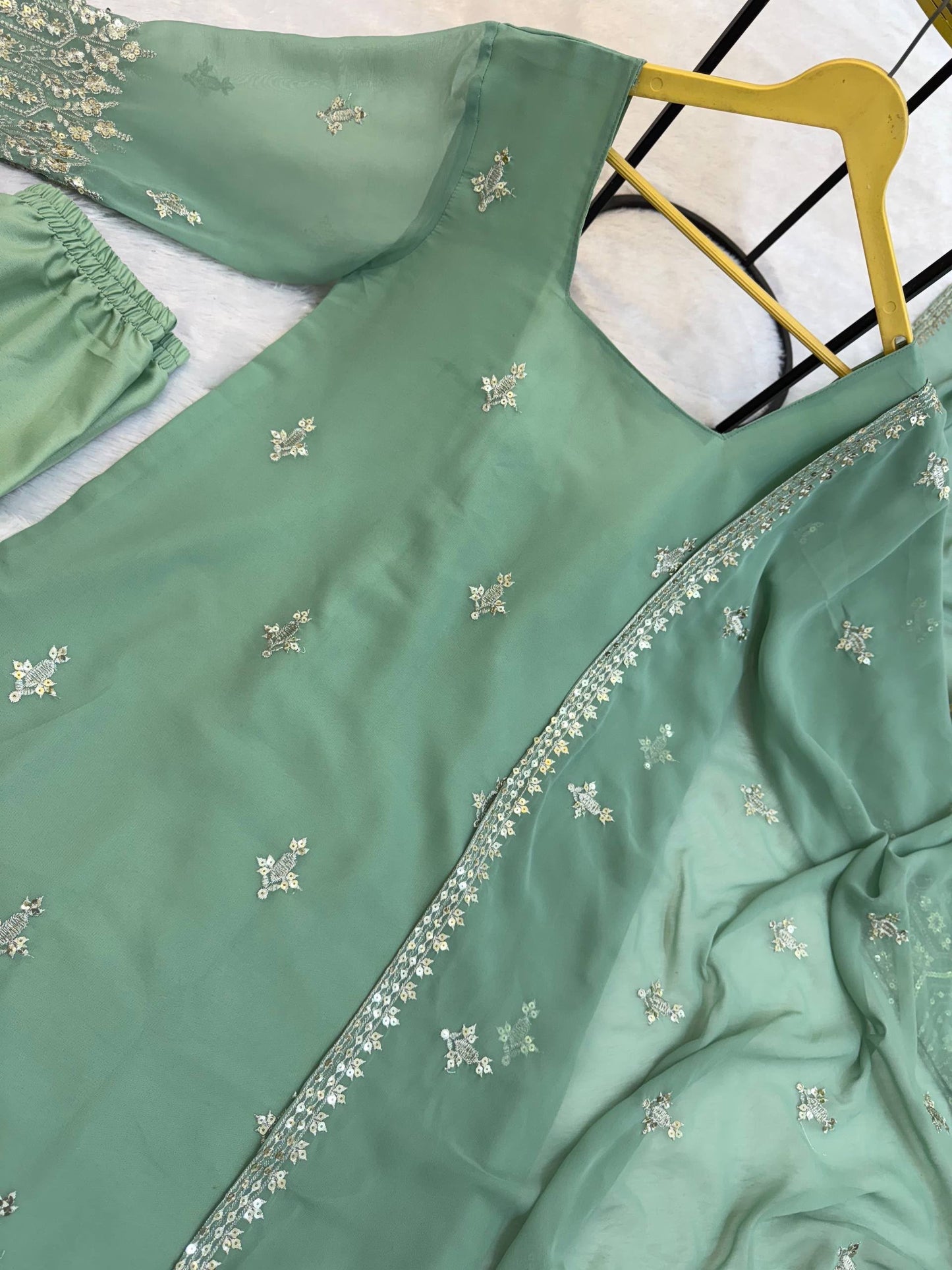 Heavy corset back faux Georgette kurta set