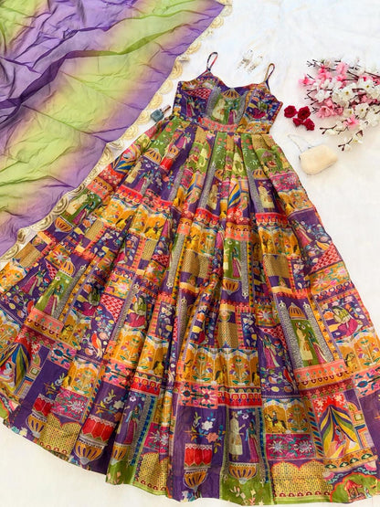 Jimmy Organza Silk Anarkali & Dupatta Set