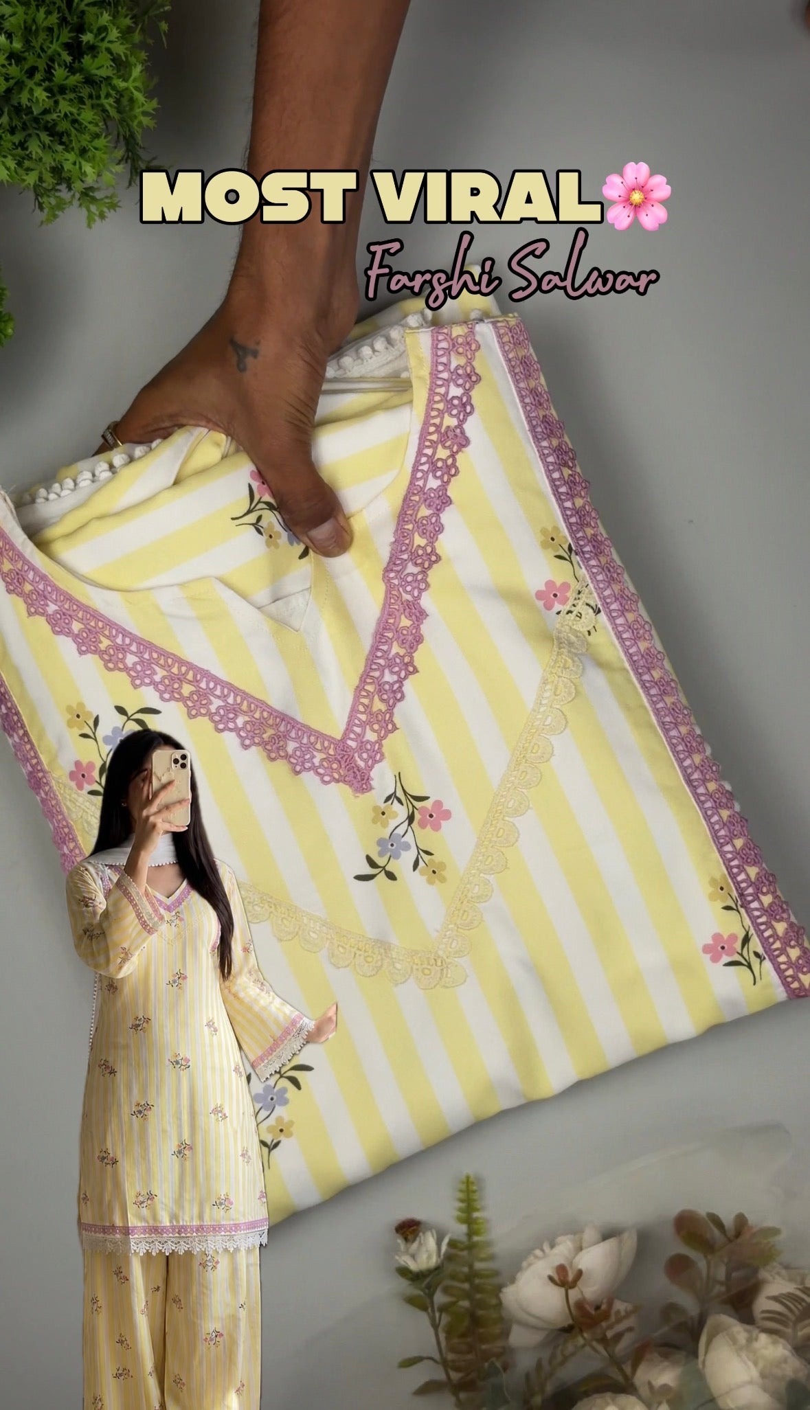 Natural Crepe Top, Farshi Pant & Dupatta Set