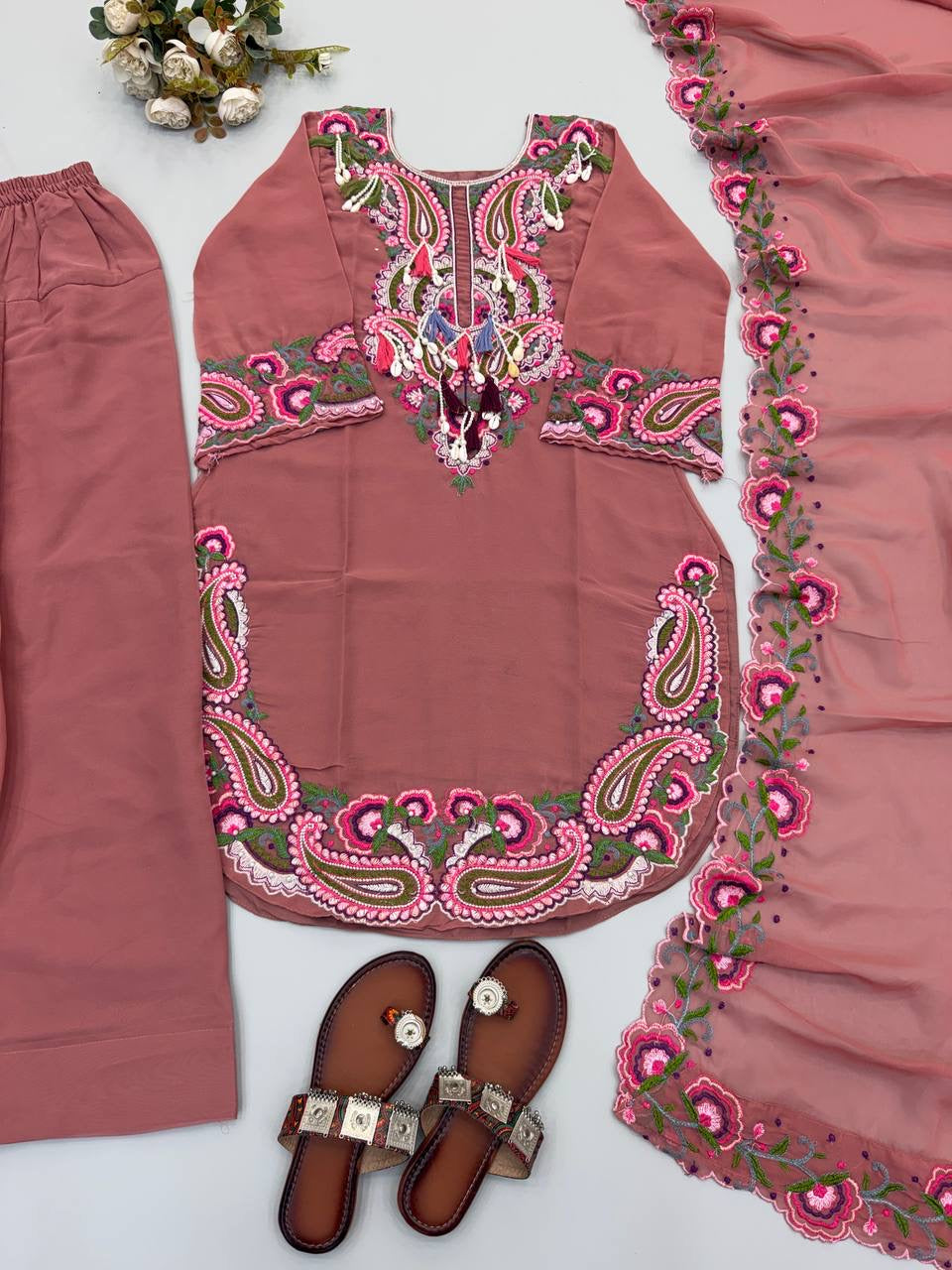 Pure Heavy Georgette Embroidery Set
