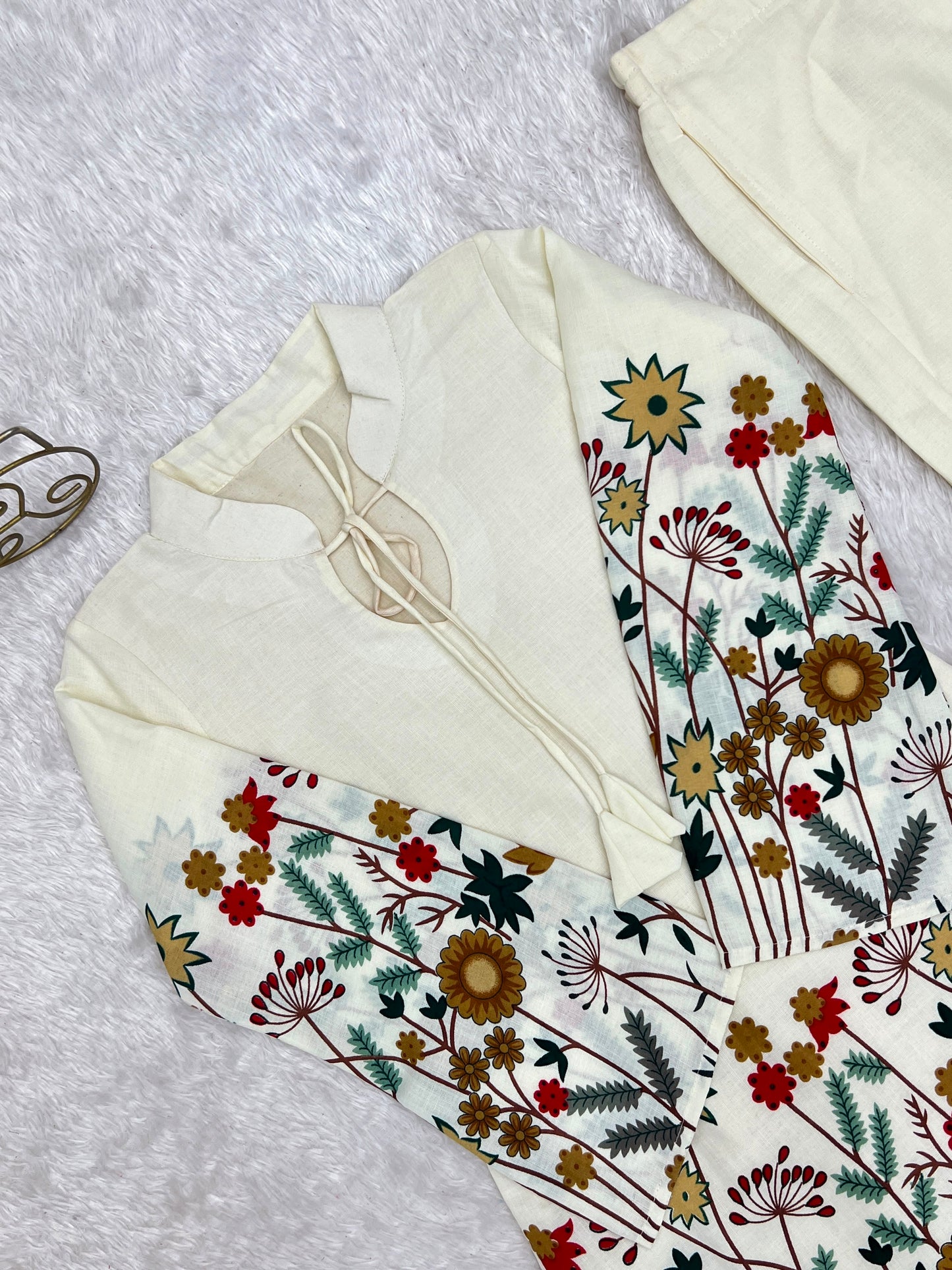Premium Magic Slub Cotton Floral Printed Kurta Pant Set