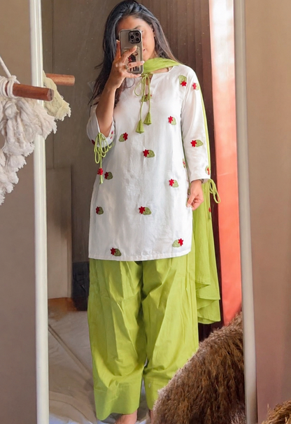 Cotton Top, Farshi Pant & Dupatta Set