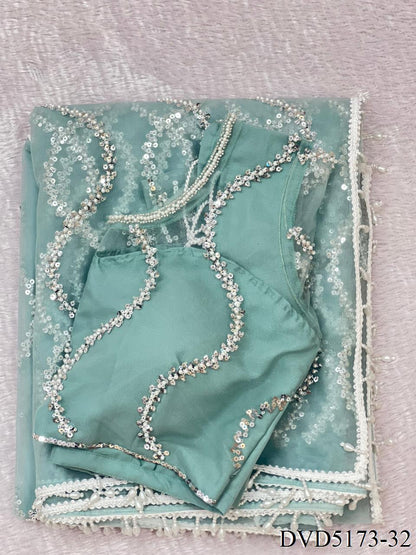 Designer Handwork Net Saree With Beads, Sequence & Pearl Embroidery