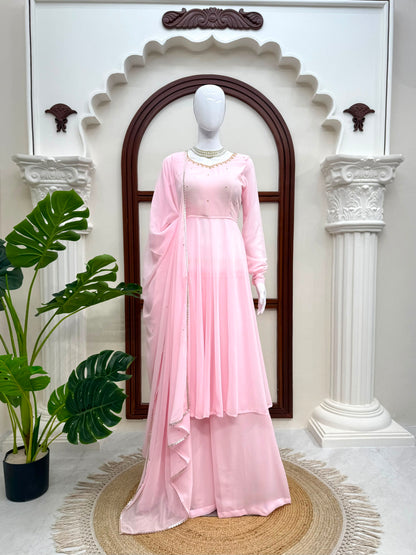 Premium Faux Georgette Handwork Anarkali Set With Dupatta