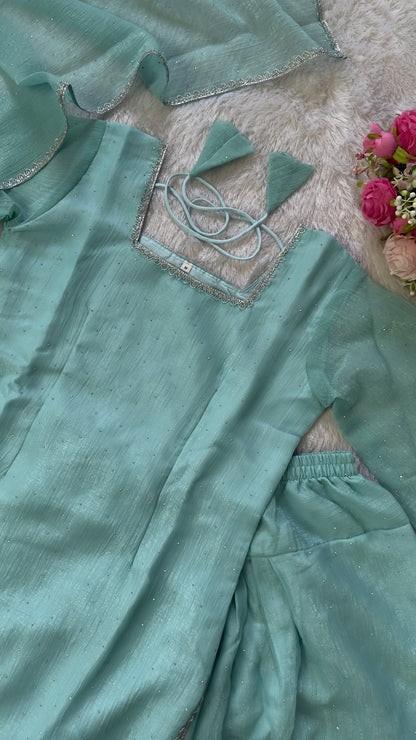Crunchy Silk Farshi Salwar Suit with Swarovski Work