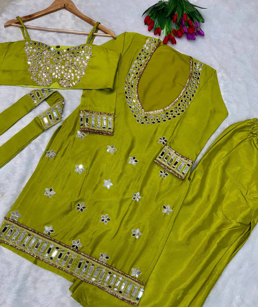 Chinon Bustier, Palazzo & Dupatta Set