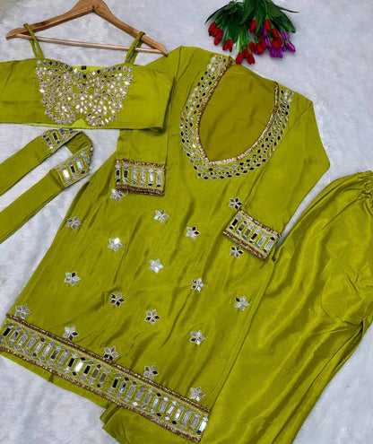 Chinon Bustier, Palazzo & Dupatta Set
