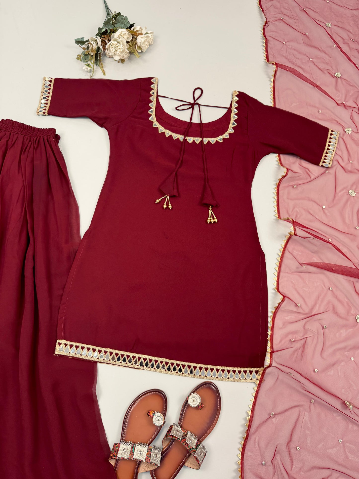 Red Sharara Set