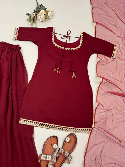 Red Sharara Set