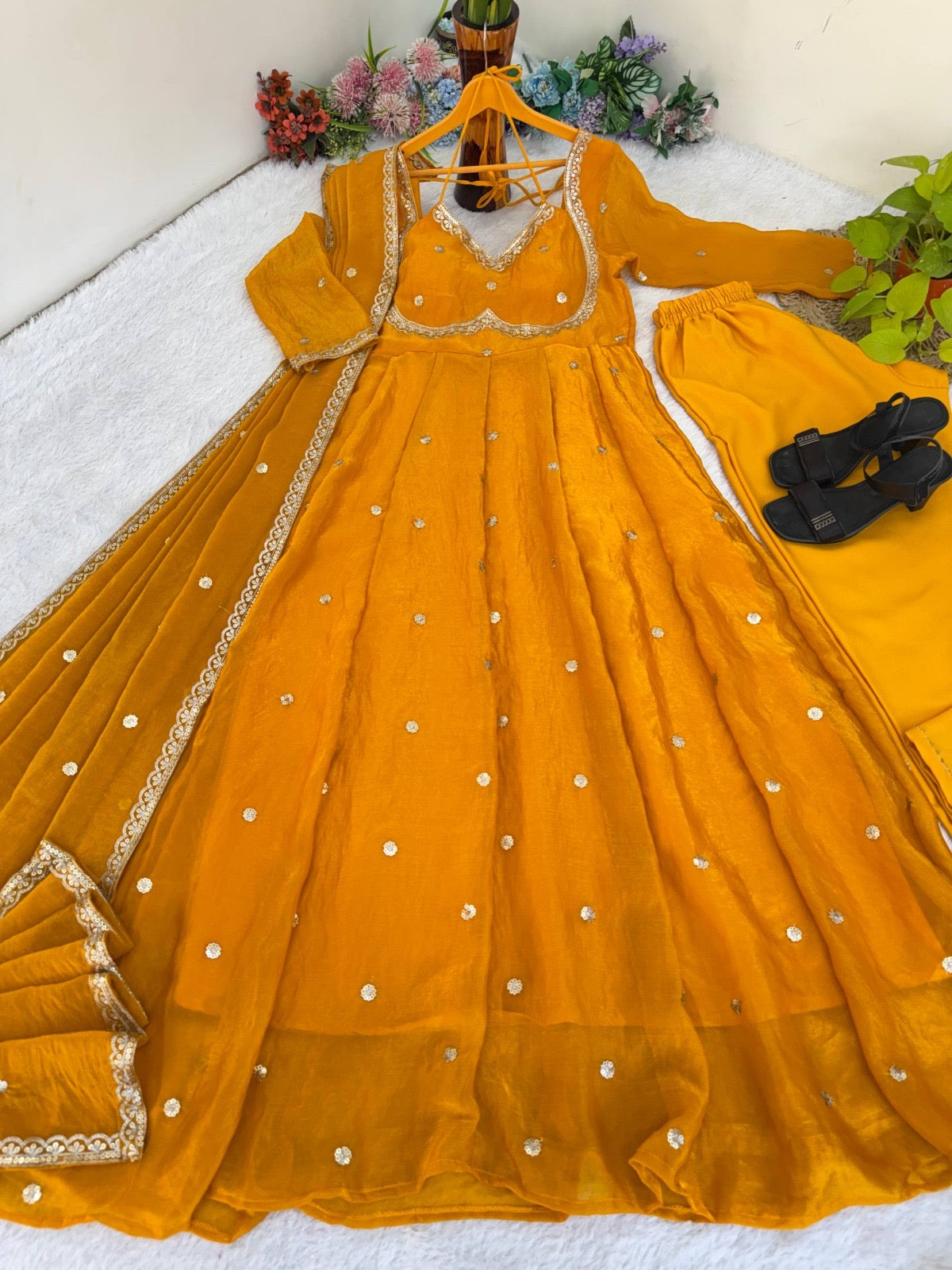 Viral Fendi Silk Anarkali Set