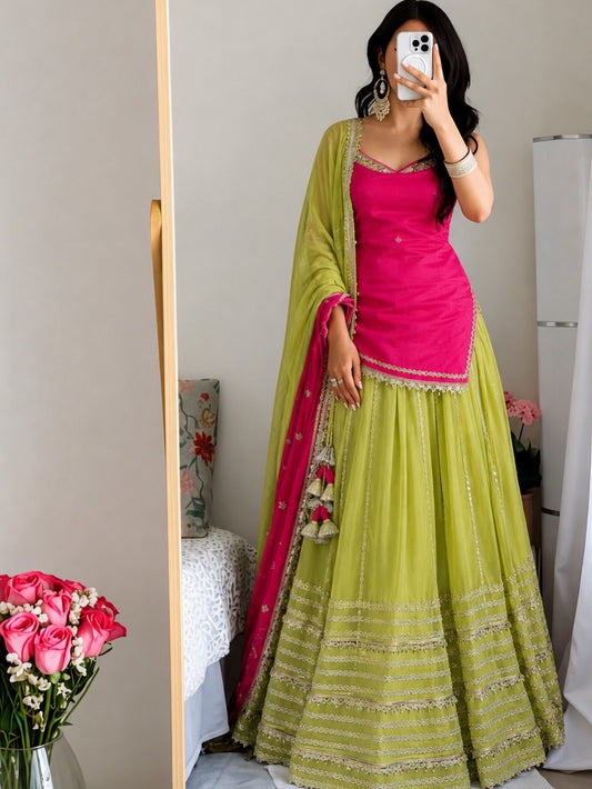 Fendy Silk Mirror Work Lehenga Set