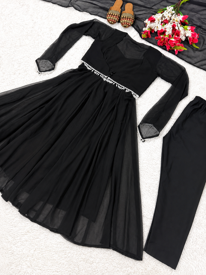 Faux Georgette Maxi Anarkali Suit Set