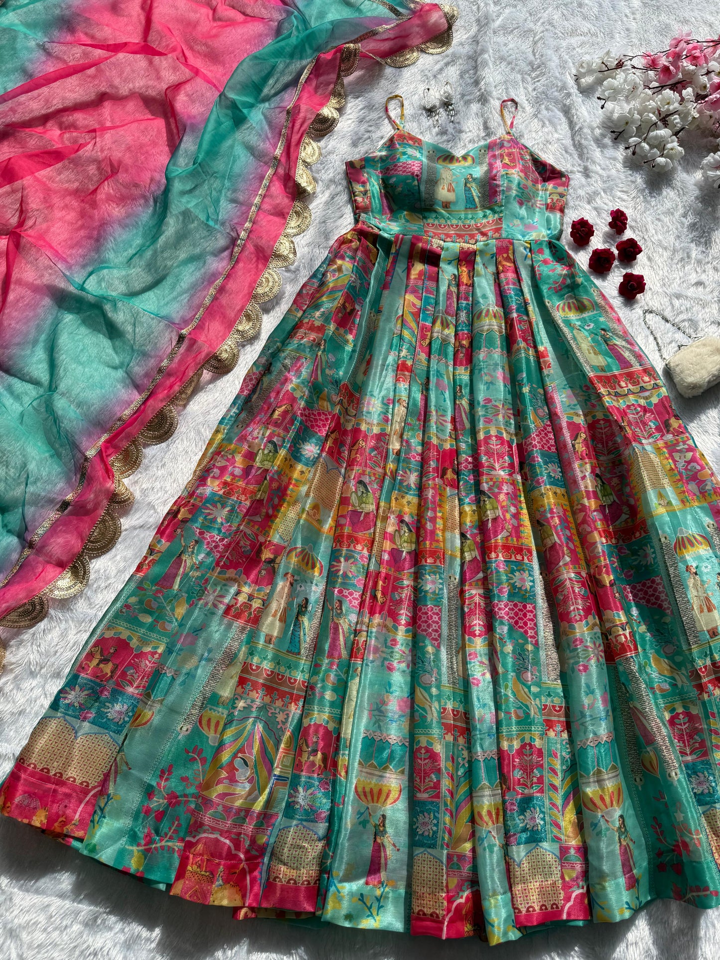 Jimmy Organza Silk Anarkali & Dupatta Set