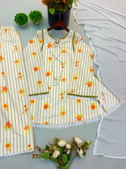 Heavy Natural Crepe Farshi kurta pant set
