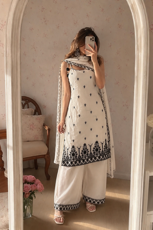 Rakhi Special Maska Cotton Silk Kurta, Pant & Dupatta