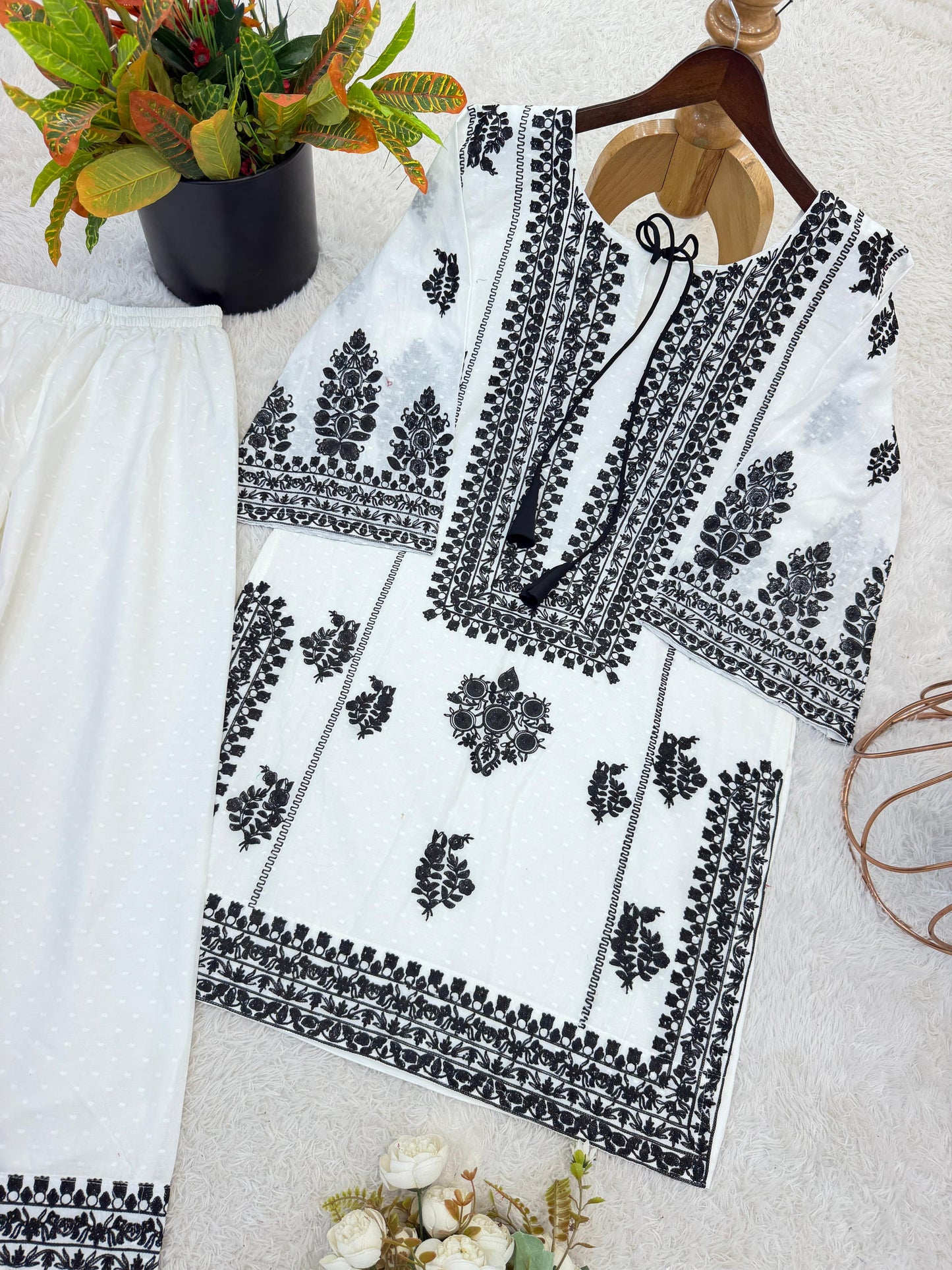 Rayon Butti Silk Top-Bottom Set