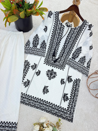 Rayon Butti Silk Top-Bottom Set