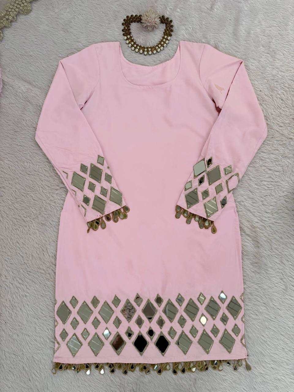 French Crepe Top, Sharara & Dupatta Set