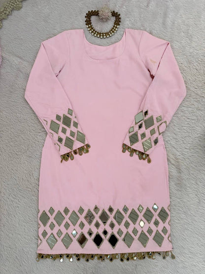 French Crepe Top, Sharara & Dupatta Set