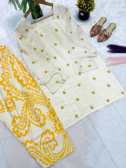 Premium Cambric Cotton Digital Print Co-Ord Set With Farshi Pant