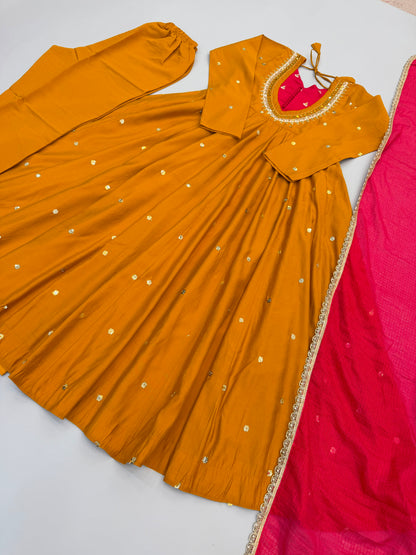 Roman Silk Anarkali, Bottom & Dupatta Set