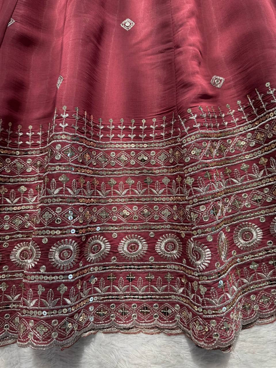 Mul Chanderi Silk Gown, Pant & Dupatta Set
