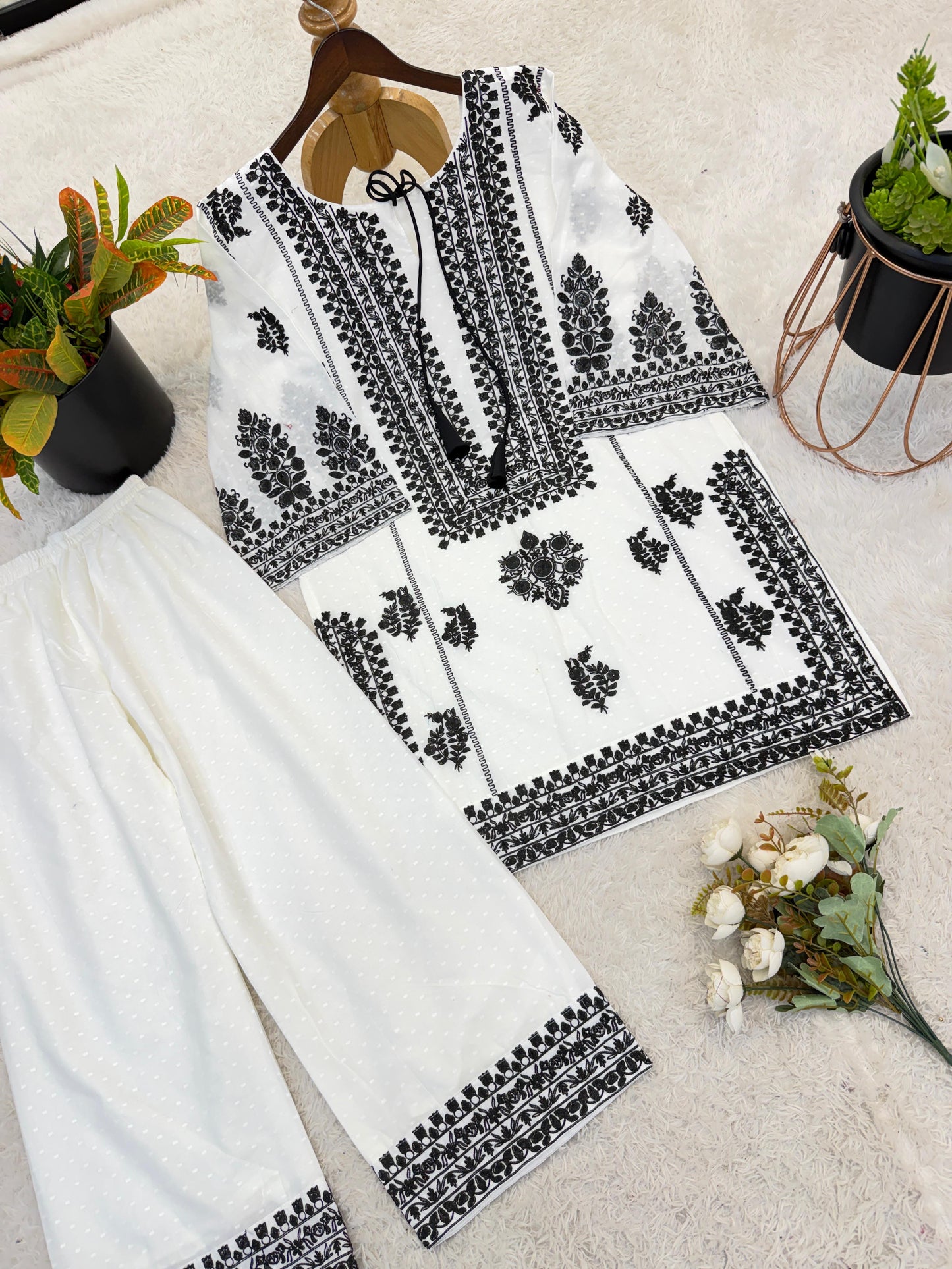 Rayon Butti Silk Top-Bottom Set