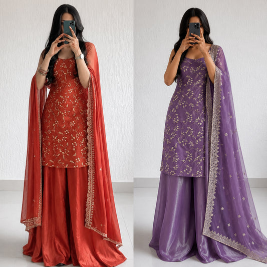 Heavy Jimy Silk Organza Embroidered 3-Piece Suit Set With Dupatta