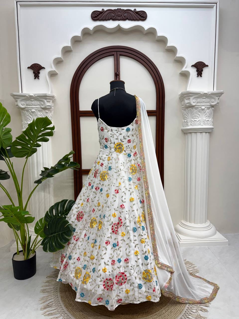 WEDDING WEAR HEAVY FAUX GEORGETTE THREAD WITH SEQUENCE ANARKALI SET