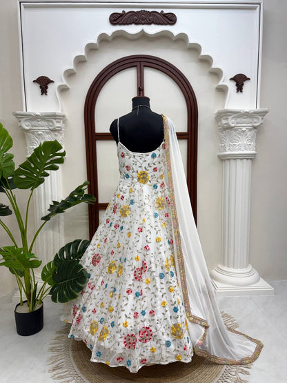 WEDDING WEAR HEAVY FAUX GEORGETTE THREAD WITH SEQUENCE ANARKALI SET
