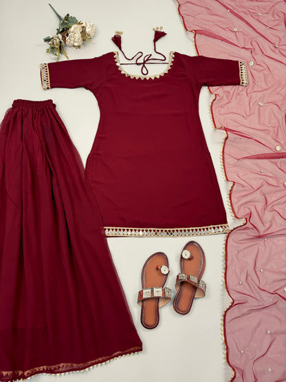 Red Sharara Set