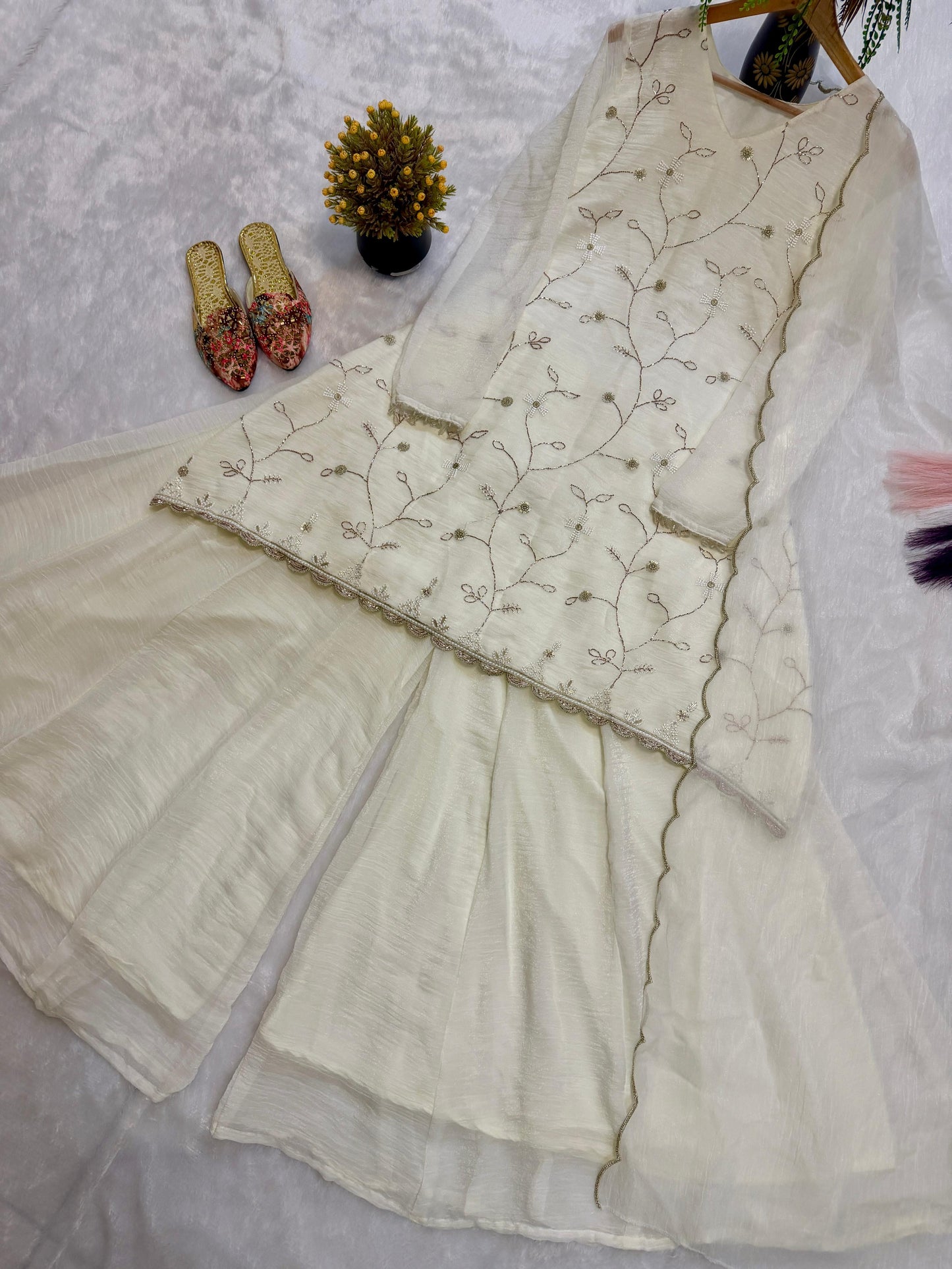 New Designer Party Wear Look Top , Sharara Plazzo and Dupatta