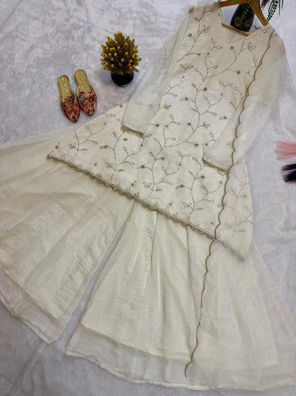 New Designer Party Wear Look Top , Sharara Plazzo and Dupatta
