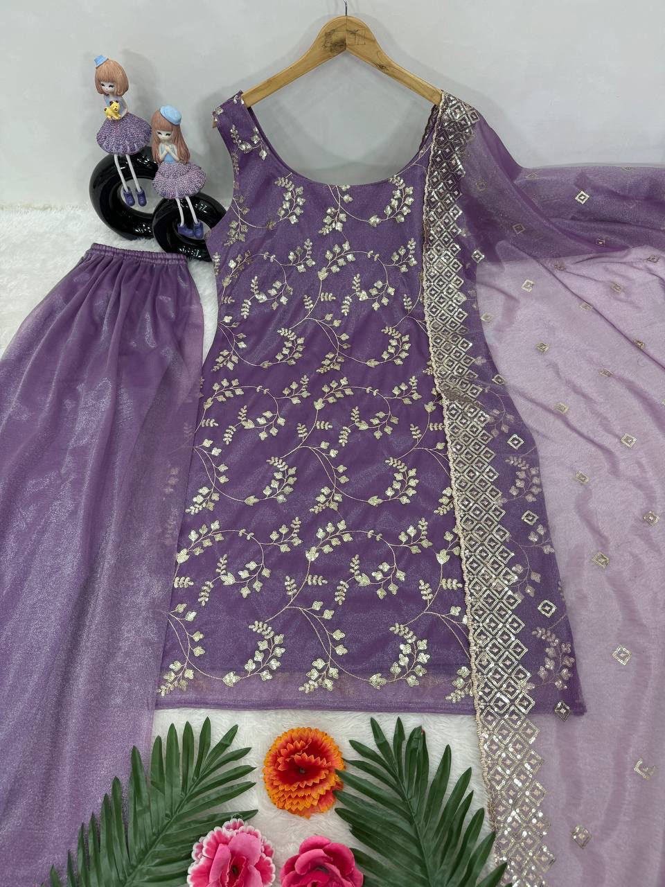 Heavy Jimy Silk Organza Embroidered 3-Piece Suit Set With Dupatta