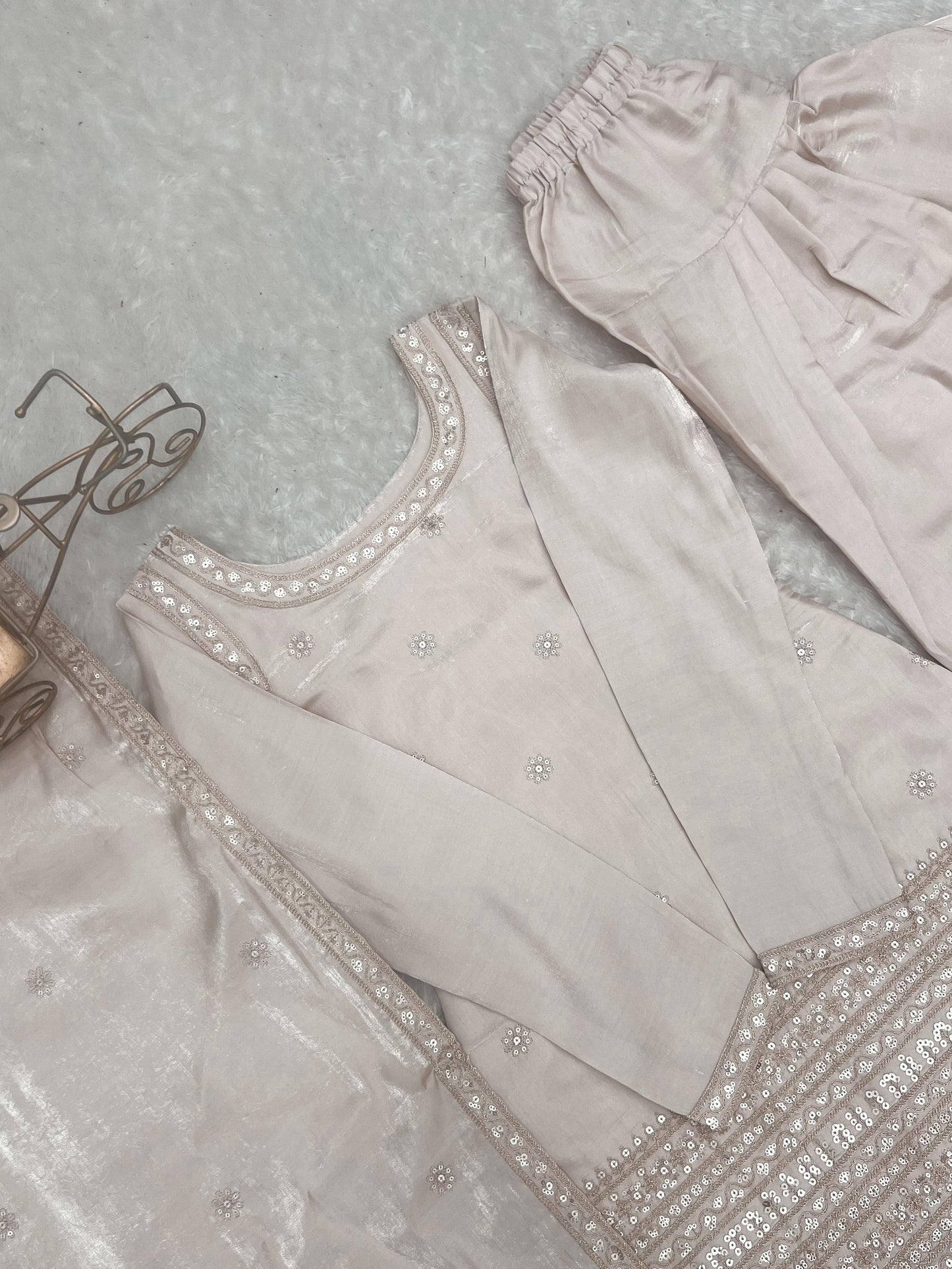 GLASS ROMAN SILK FABRIC FARSHI SHALWAR