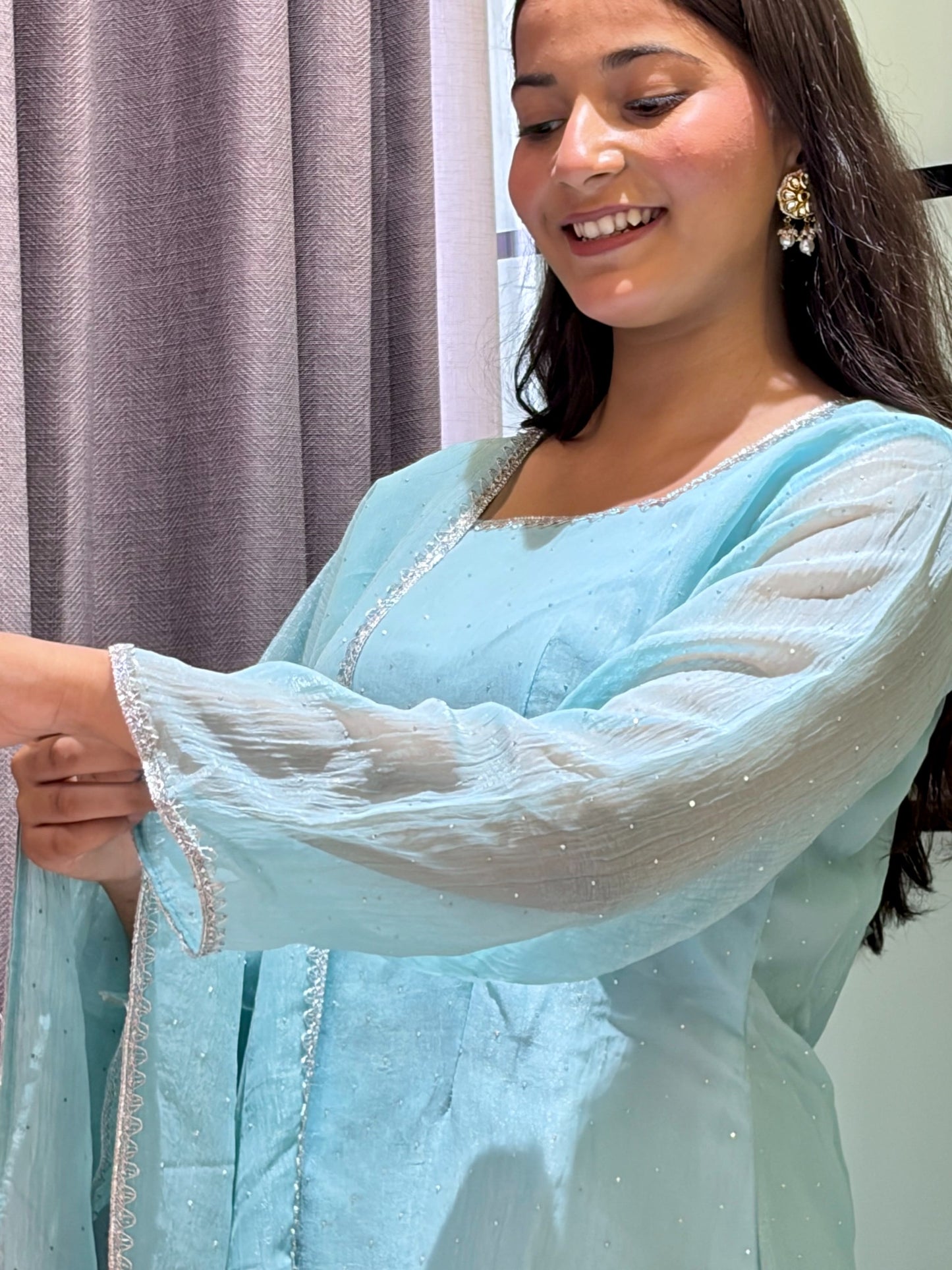 Crunchy Silk Farshi Salwar Suit with Swarovski Work