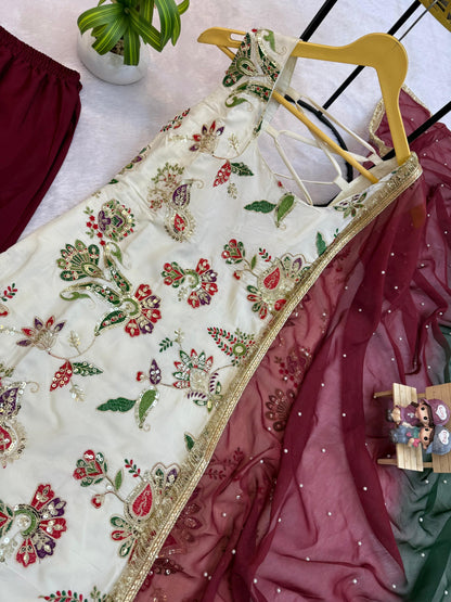 3 PIECES KURTI, SHARARA & DUPATTA
