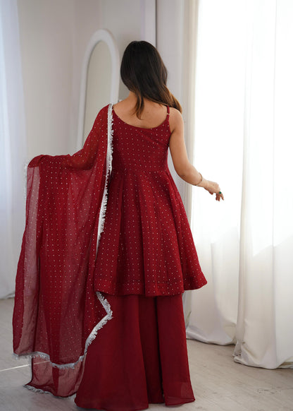 Crunchy Silk Top Plazzo Set