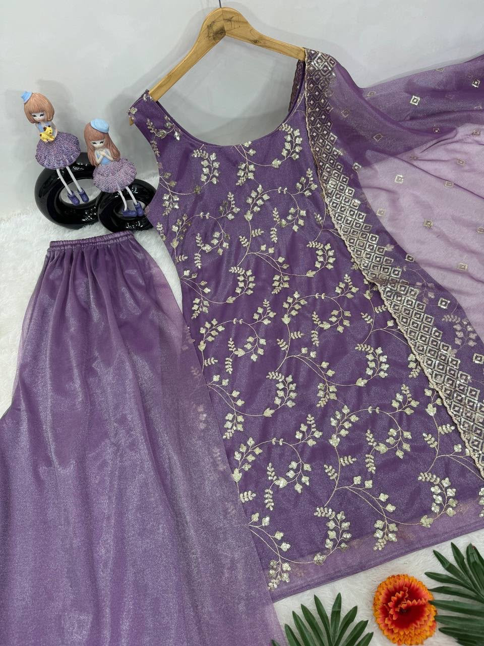 Heavy Jimy Silk Organza Embroidered 3-Piece Suit Set With Dupatta