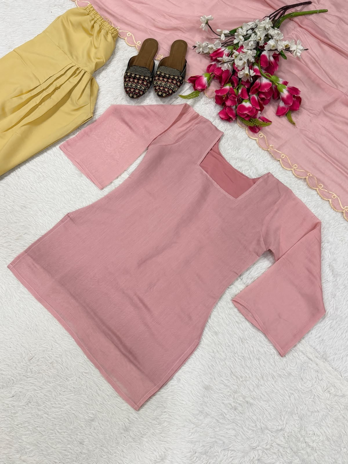 Designer Party Wear Top With Farshi Salwar Set
