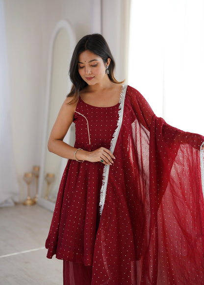 Crunchy Silk Top Plazzo Set