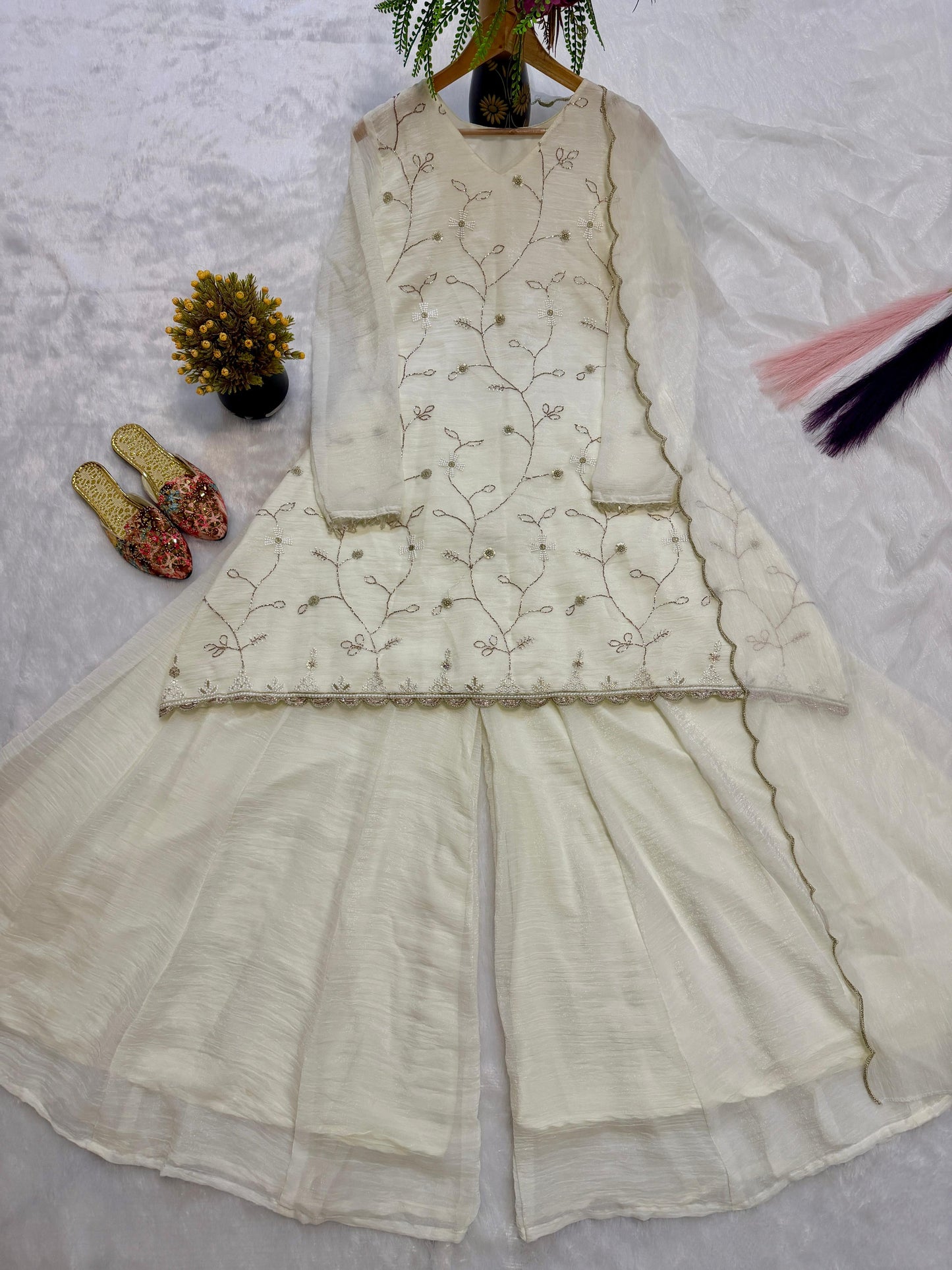 New Designer Party Wear Look Top , Sharara Plazzo and Dupatta